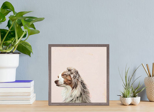 Best Friend - Sunbathing Aussie Mini Framed Canvas - GreenBox Art