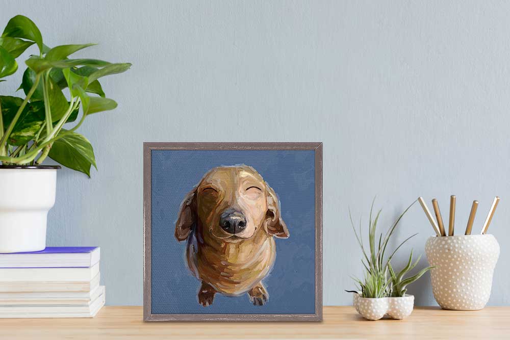 Best Friend - Sunbathing Doxie Mini Framed Canvas - GreenBox Art