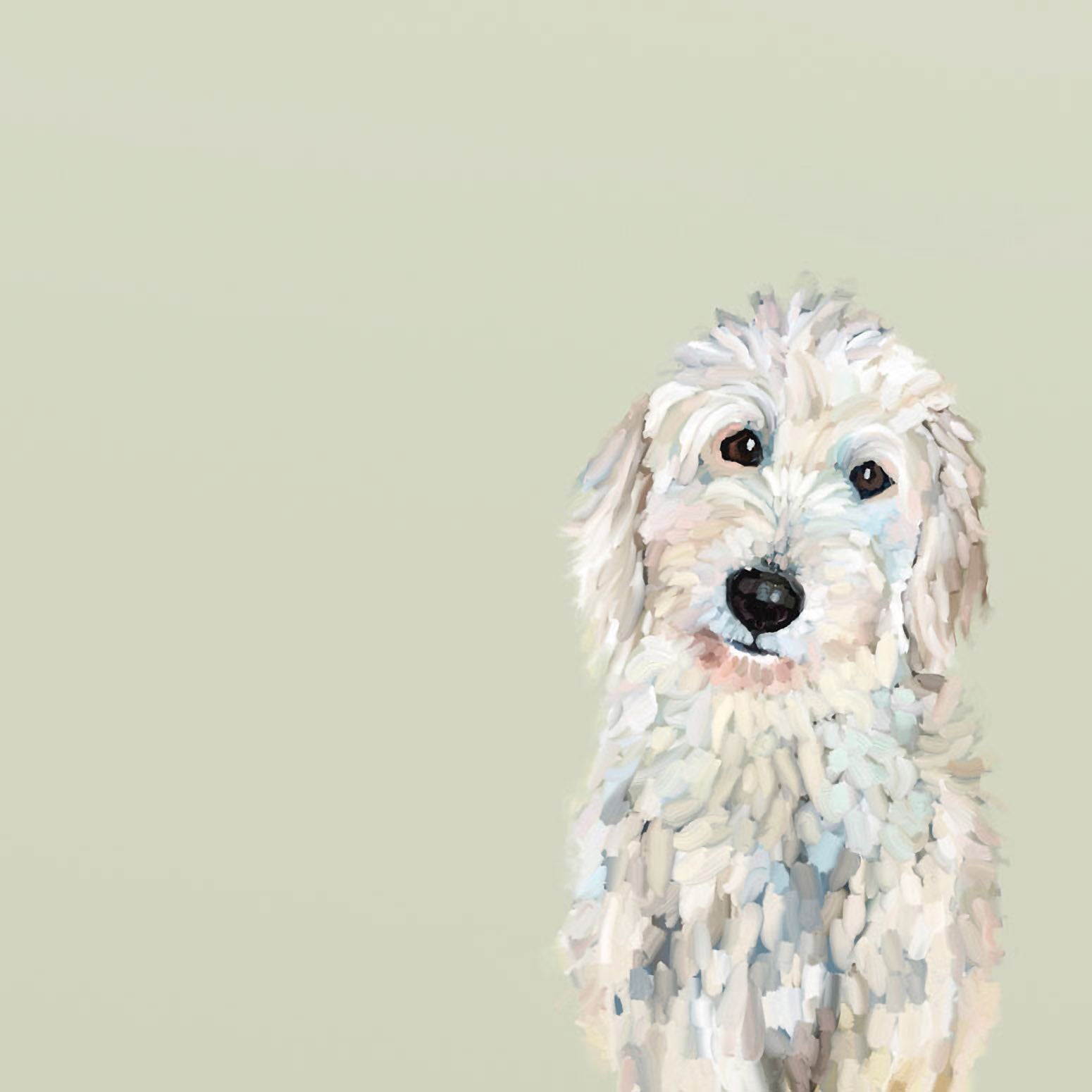 Best Friend - White Golden Doodle Canvas Wall Art - GreenBox Art