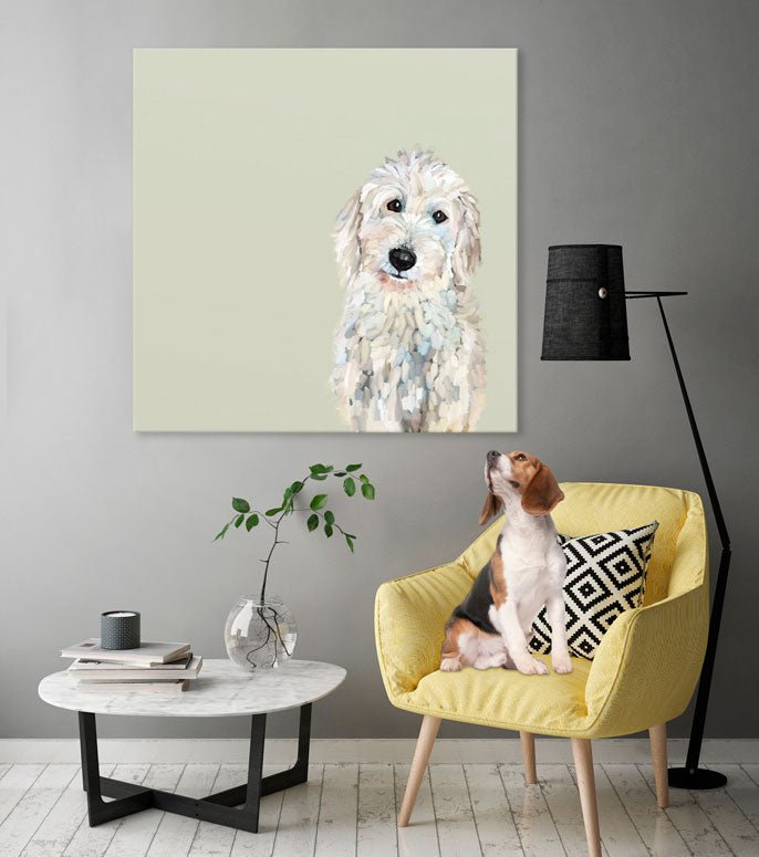 Best Friend - White Golden Doodle Canvas Wall Art - GreenBox Art