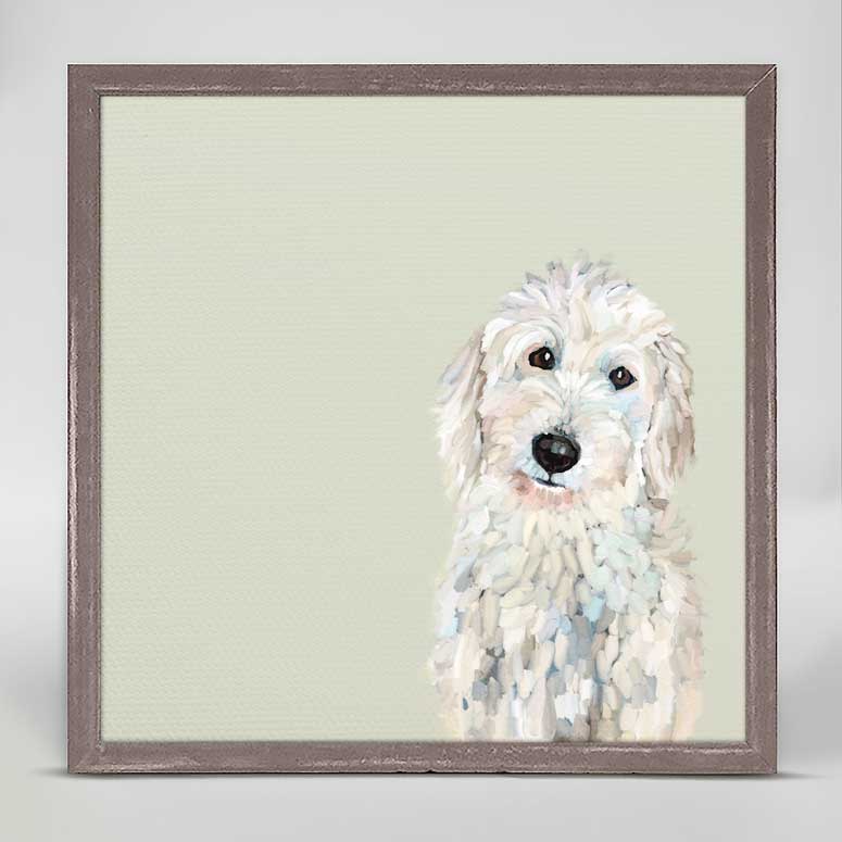 Best Friend - White Golden Doodle Mini Framed Canvas - GreenBox Art