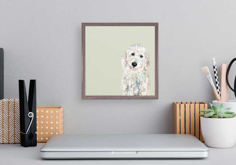 Best Friend - White Golden Doodle Mini Framed Canvas - GreenBox Art