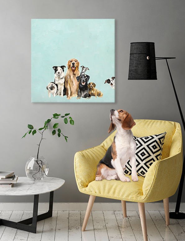 Best Friends - Puppy Pack - Aqua Canvas Wall Art - GreenBox Art