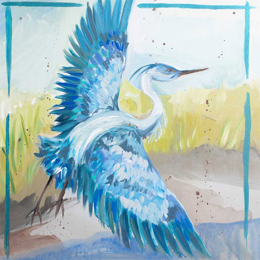 Big Blue Heron Canvas Wall Art - GreenBox Art