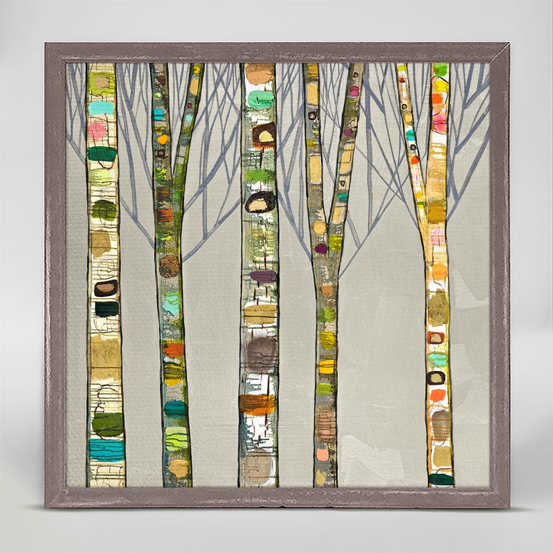 Birch Trees on Silver Mini Framed Canvas - GreenBox Art