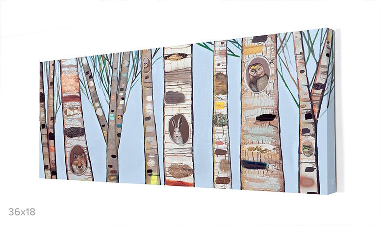 Birch Trees with Wildlife Canvas Wall Art - GreenBox Art