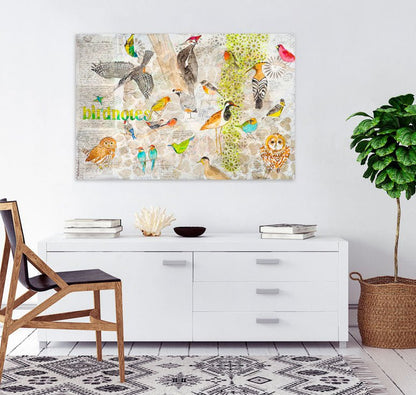 Bird Sketches Canvas Wall Art - GreenBox Art