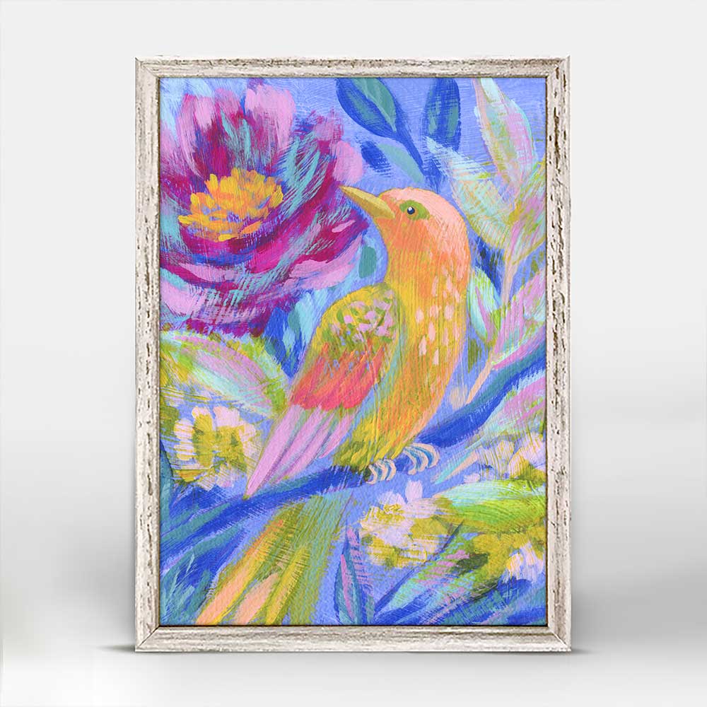 Birdsong In Blue 1 Mini Framed Canvas - GreenBox Art