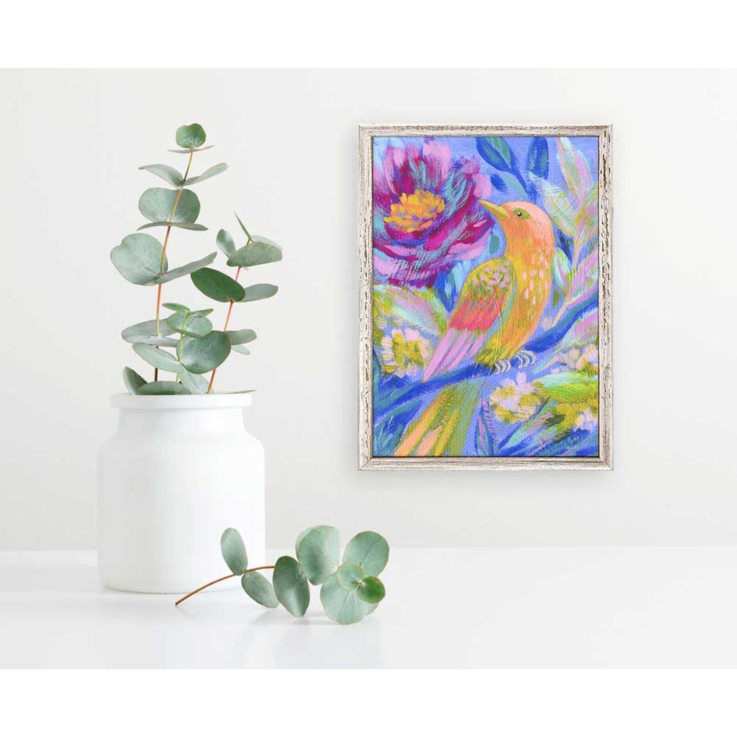 Birdsong In Blue 1 Mini Framed Canvas - GreenBox Art