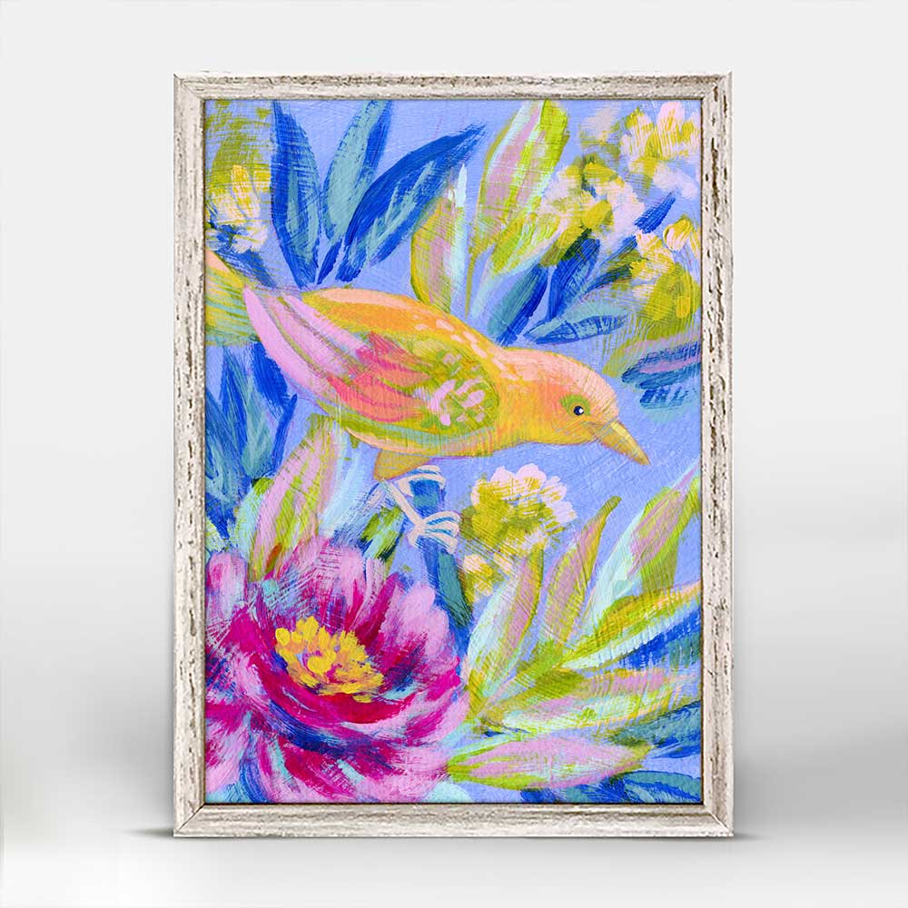 Birdsong In Blue 2 Mini Framed Canvas - GreenBox Art