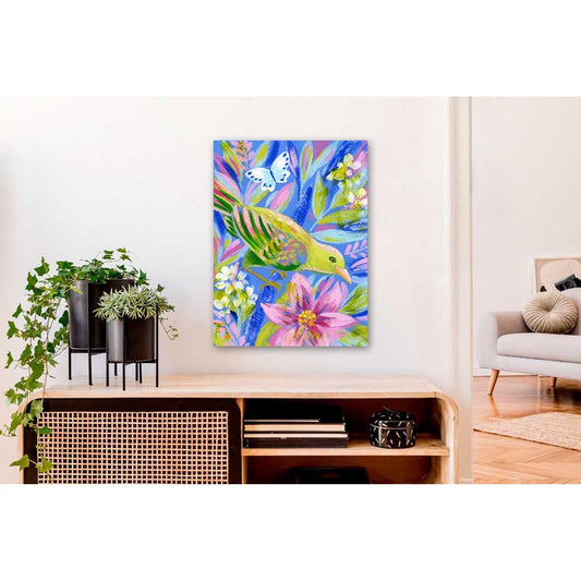 Birdsong In Periwinkle 1 Canvas Wall Art - GreenBox Art