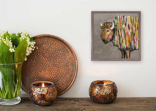 Bison on Putty Mini Framed Canvas - GreenBox Art