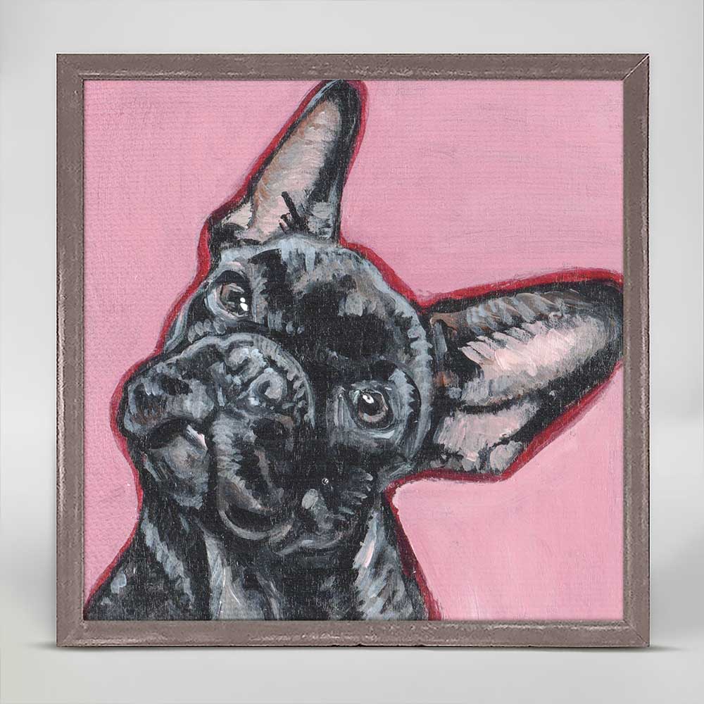 Black Frenchie Mini Framed Canvas - GreenBox Art