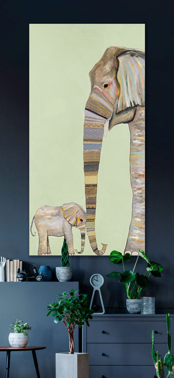Elephant Baby and Mama Canvas Wall Art