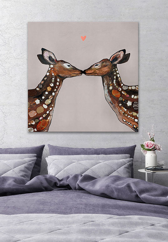 Deer Love - Heart Canvas Wall Art