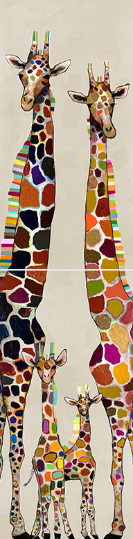 Giraffe Family of Four Diptych Canvas Wall Art