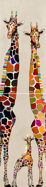 Giraffe Family Diptych Canvas Wall Art