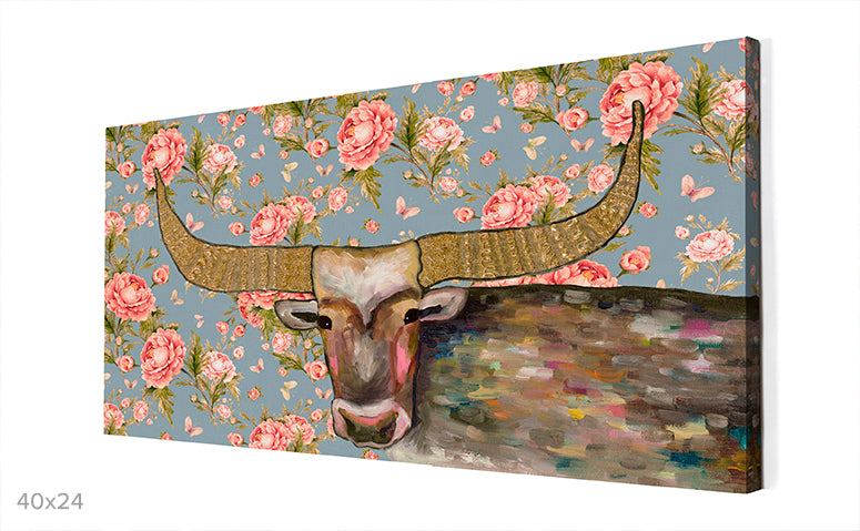 Golden Bull Canvas Wall Art - GreenBox Art