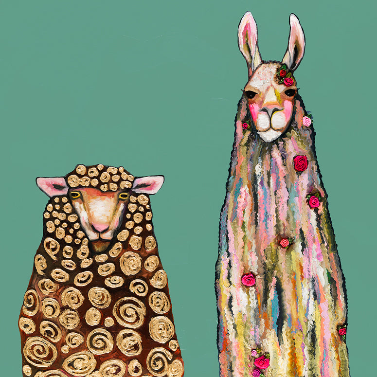 Llama Loves Sheep Canvas Wall Art