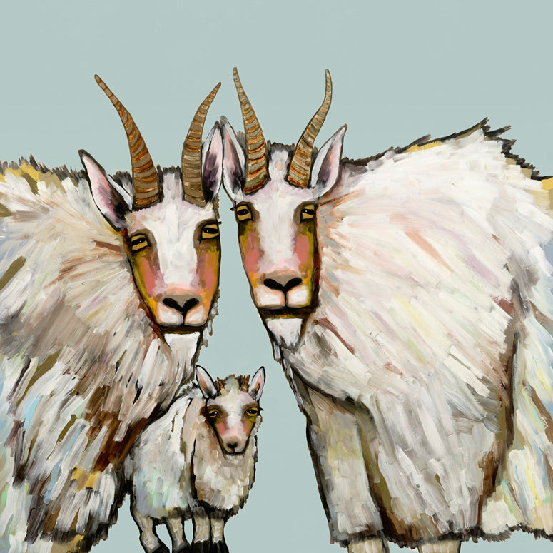 Mountain Goat Family Portrait Canvas Wall Art
