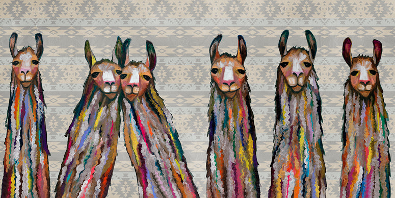 Six Lively Llamas Canvas Wall Art