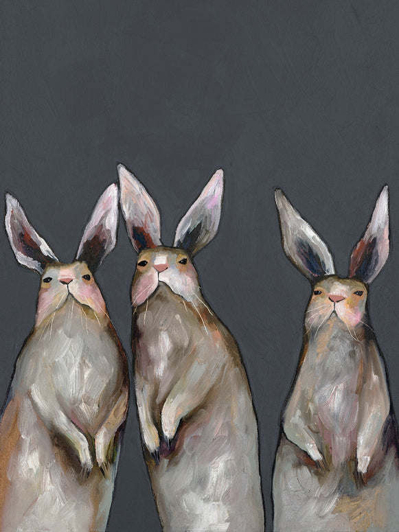 Three Standing Rabbits Canvas Wall Art