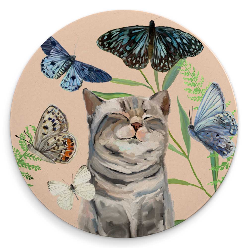 Butterfly And Kitten Friends - Set of 4 Coaster Set