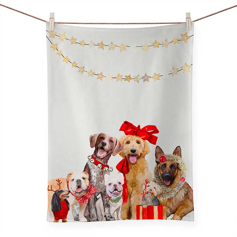 Festive Puppy Pack Tea Towel