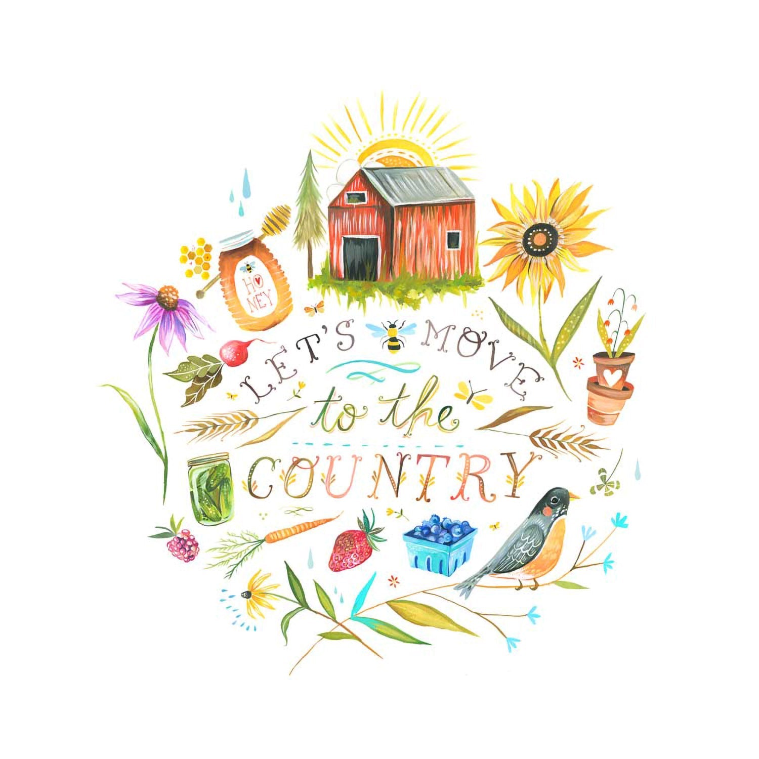 Let's Move To The Country Canvas Wall Art - GreenBox Art