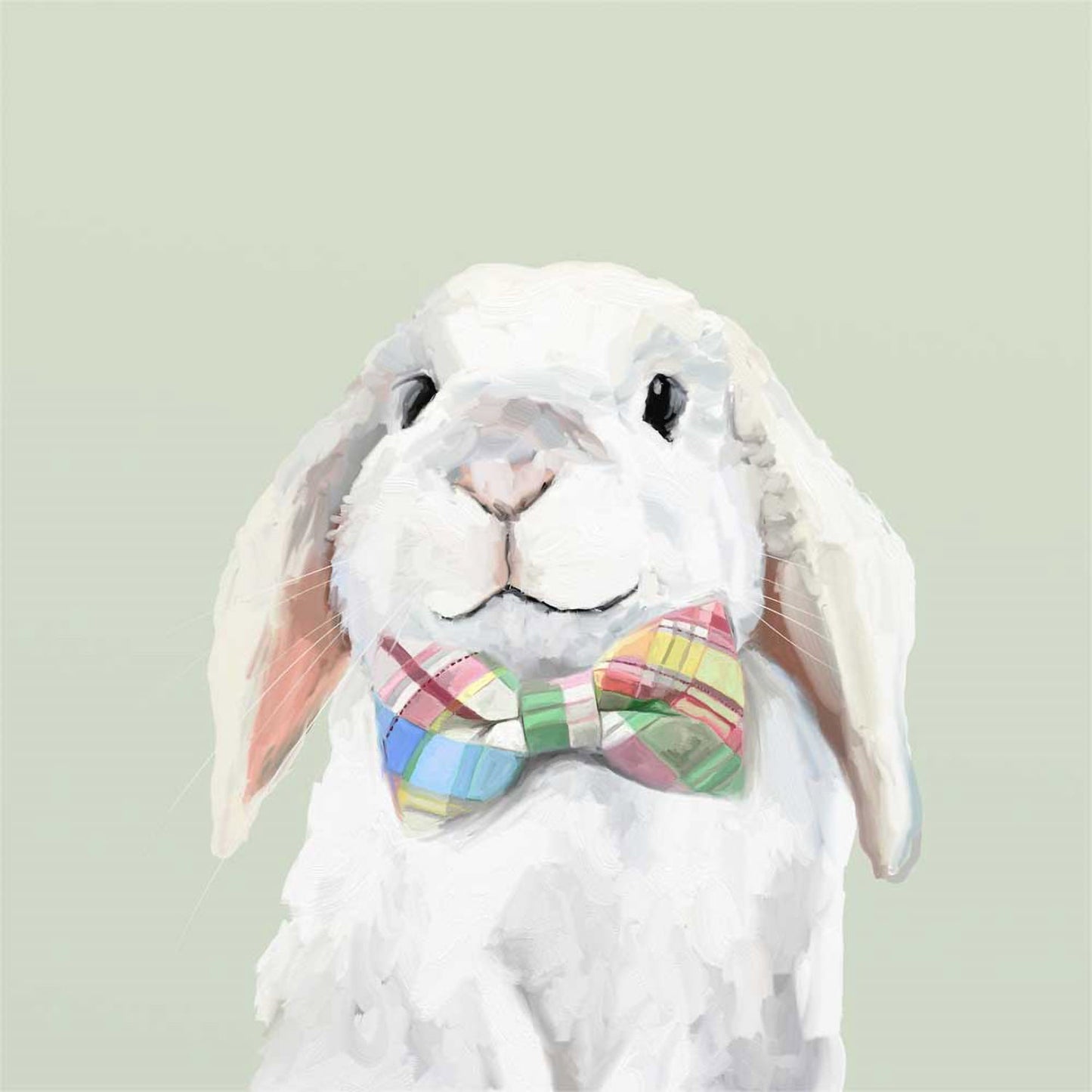 Pastel Plaid Bow Tie Bunny Canvas Wall Art