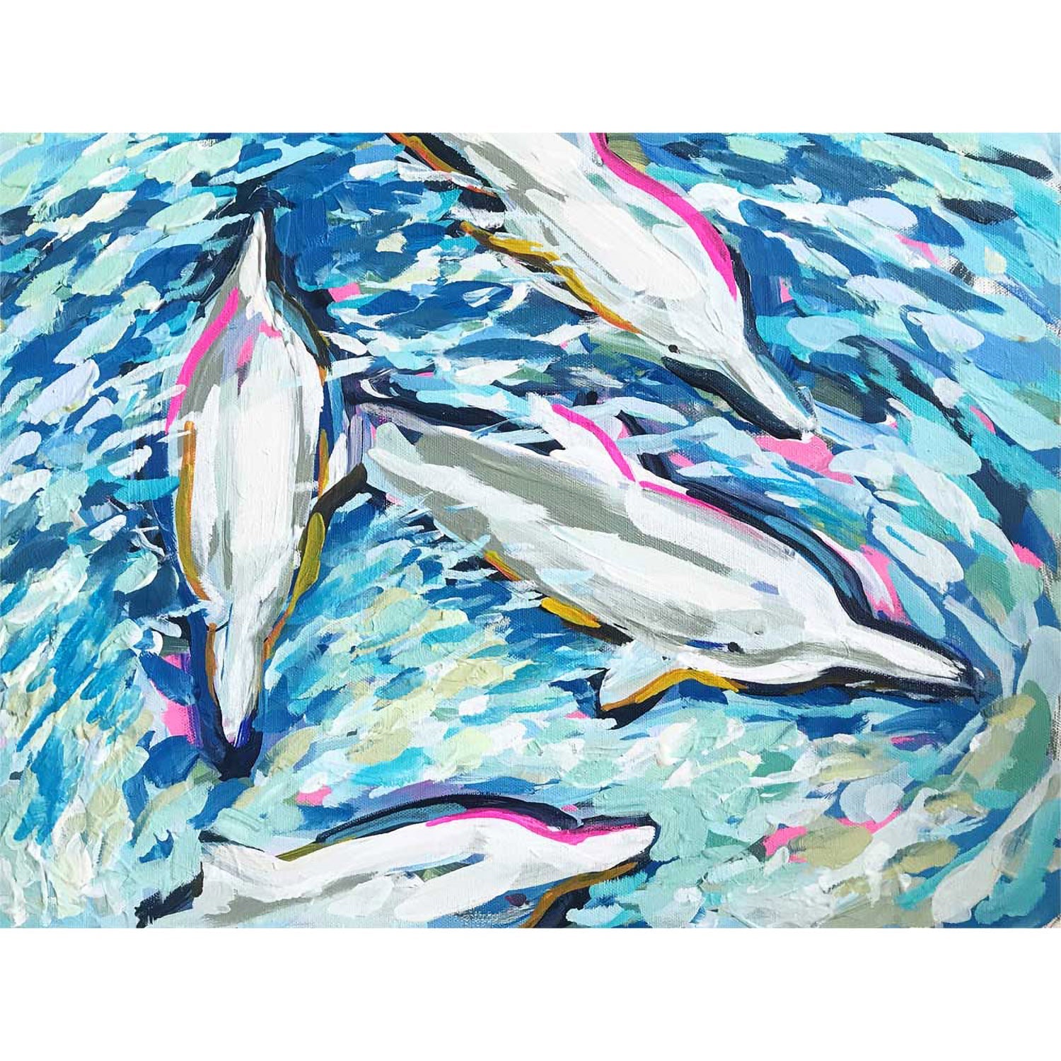 Dancing Dolphins Canvas Wall Art - GreenBox Art