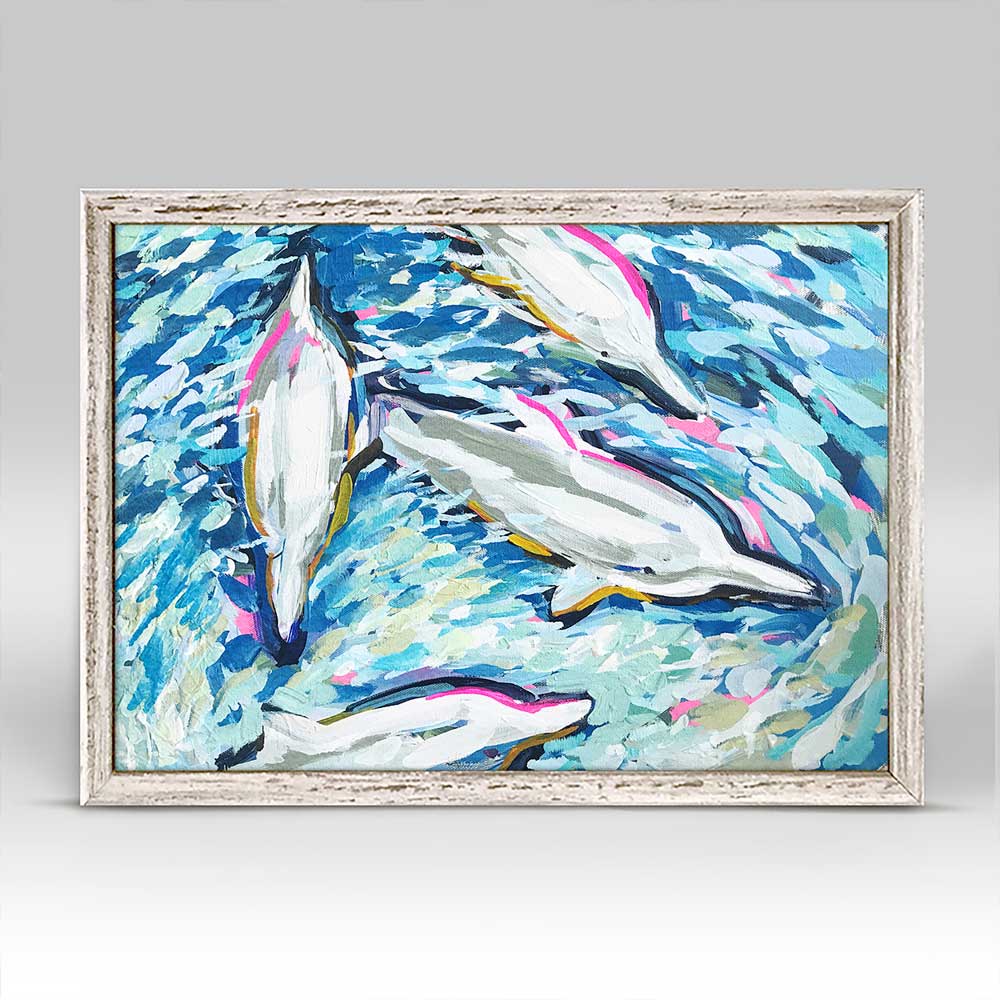 Dancing Dolphins Mini Framed Canvas