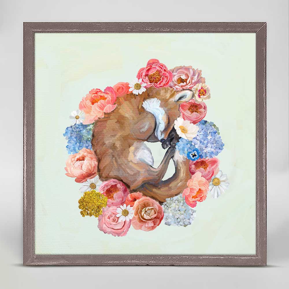 Floral Fox Nap Mini Framed Canvas - GreenBox Art