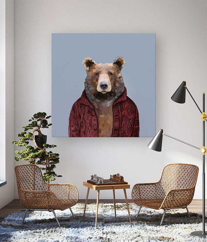 Bears Wear Cardigans Canvas Wall Art