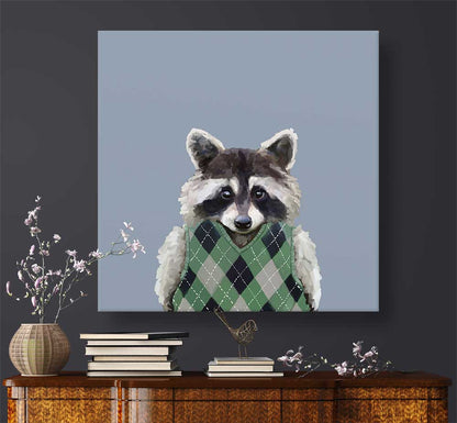Raccoons Wear Sweatervests Canvas Wall Art