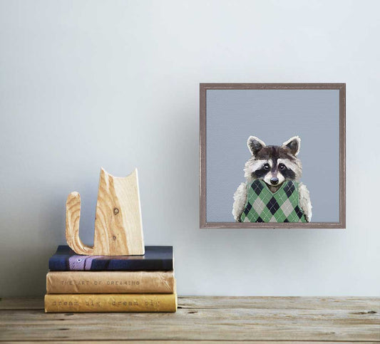 Raccoons Wear Sweatervests Mini Framed Canvas - GreenBox Art