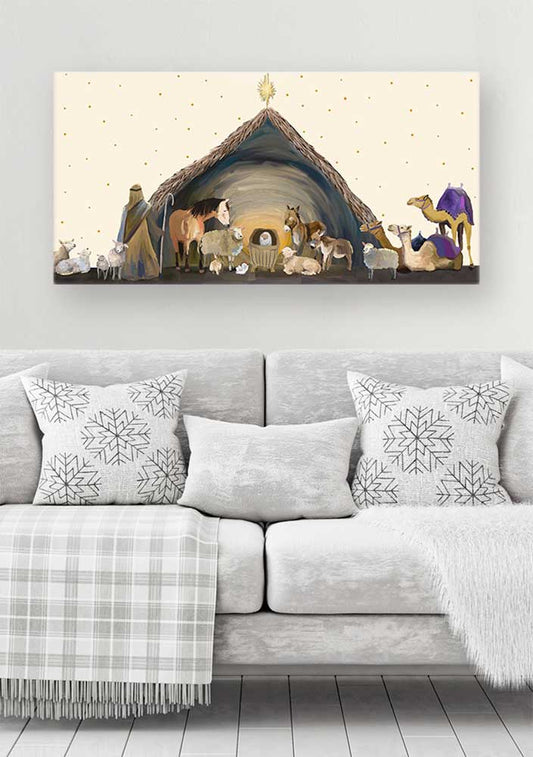 Holiday - Nativity Manger - Cream Canvas Wall Art