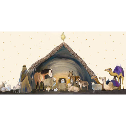 Holiday - Nativity Manger - Cream Canvas Wall Art - GreenBox Art