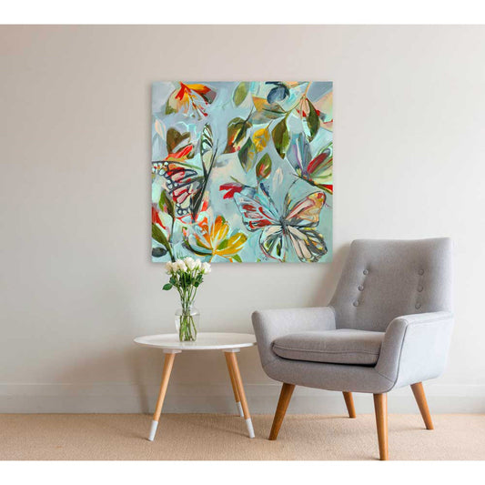 Blue Butterflies Canvas Wall Art - GreenBox Art