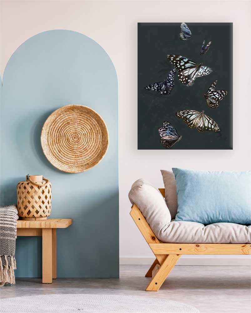 Blue Tiger Butterflies Canvas Wall Art
