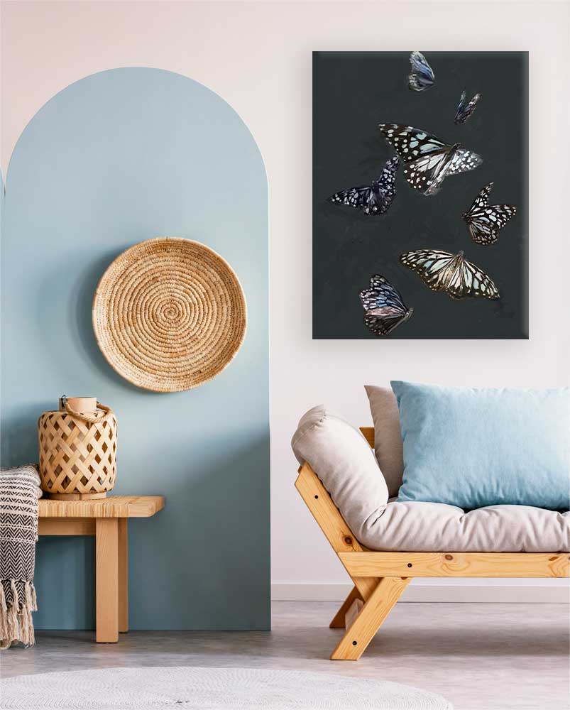 Blue Tiger Butterflies Canvas Wall Art - GreenBox Art