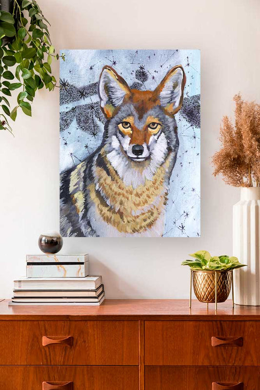 Icy Coyote Canvas Wall Art - GreenBox Art