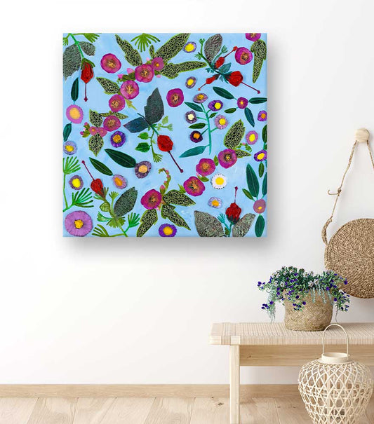 Wildflowers - Asters, Red Turk's Cap & Pink Mallow Canvas Wall Art - GreenBox Art