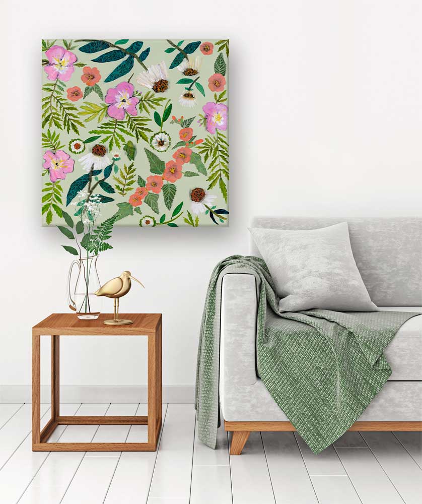 Wildflowers - Evening Primrose & Coneflowers Canvas Wall Art - GreenBox Art