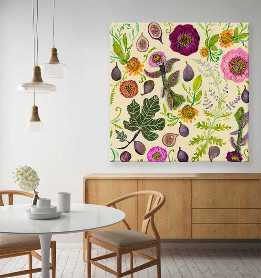Wildflowers - Figs, Sage & Flame Vine Canvas Wall Art - GreenBox Art