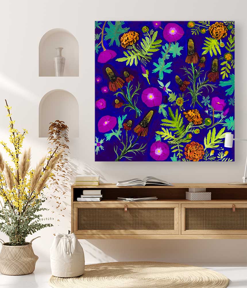 Wildflowers - Marigolds, Mexican Hats & Winecup Canvas Wall Art