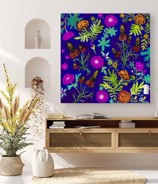 Wildflowers - Marigolds, Mexican Hats & Winecup Canvas Wall Art - GreenBox Art