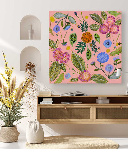 Wildflowers - Pincushions, Dandelions & Lantana Canvas Wall Art