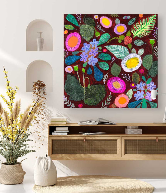 Wildflowers - Poppy Pods & Plumbago Canvas Wall Art - GreenBox Art