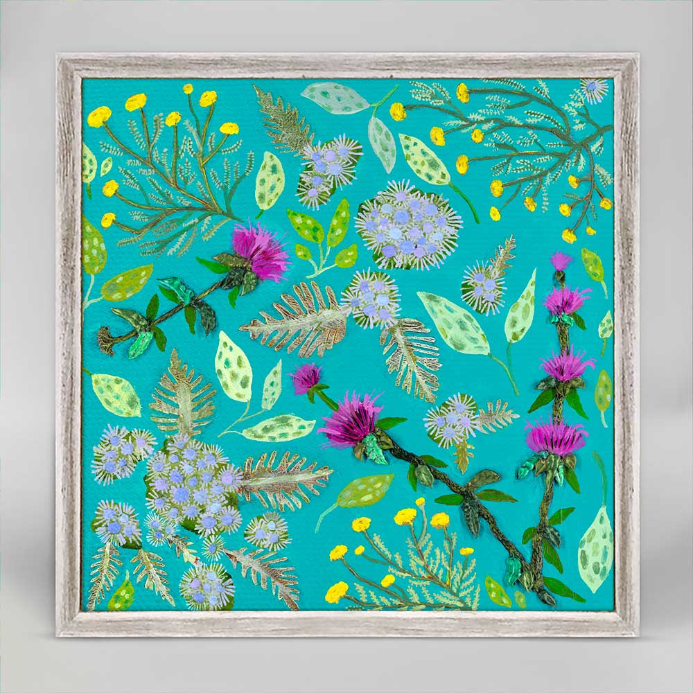 Wildflowers - Santolina, Mist Flower & Bee Balm Mini Framed Canvas